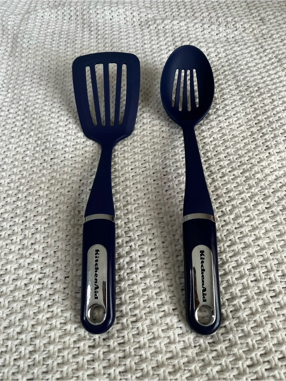 KitchenAid Deep Blue Slotted Turner and Slotted Spoon